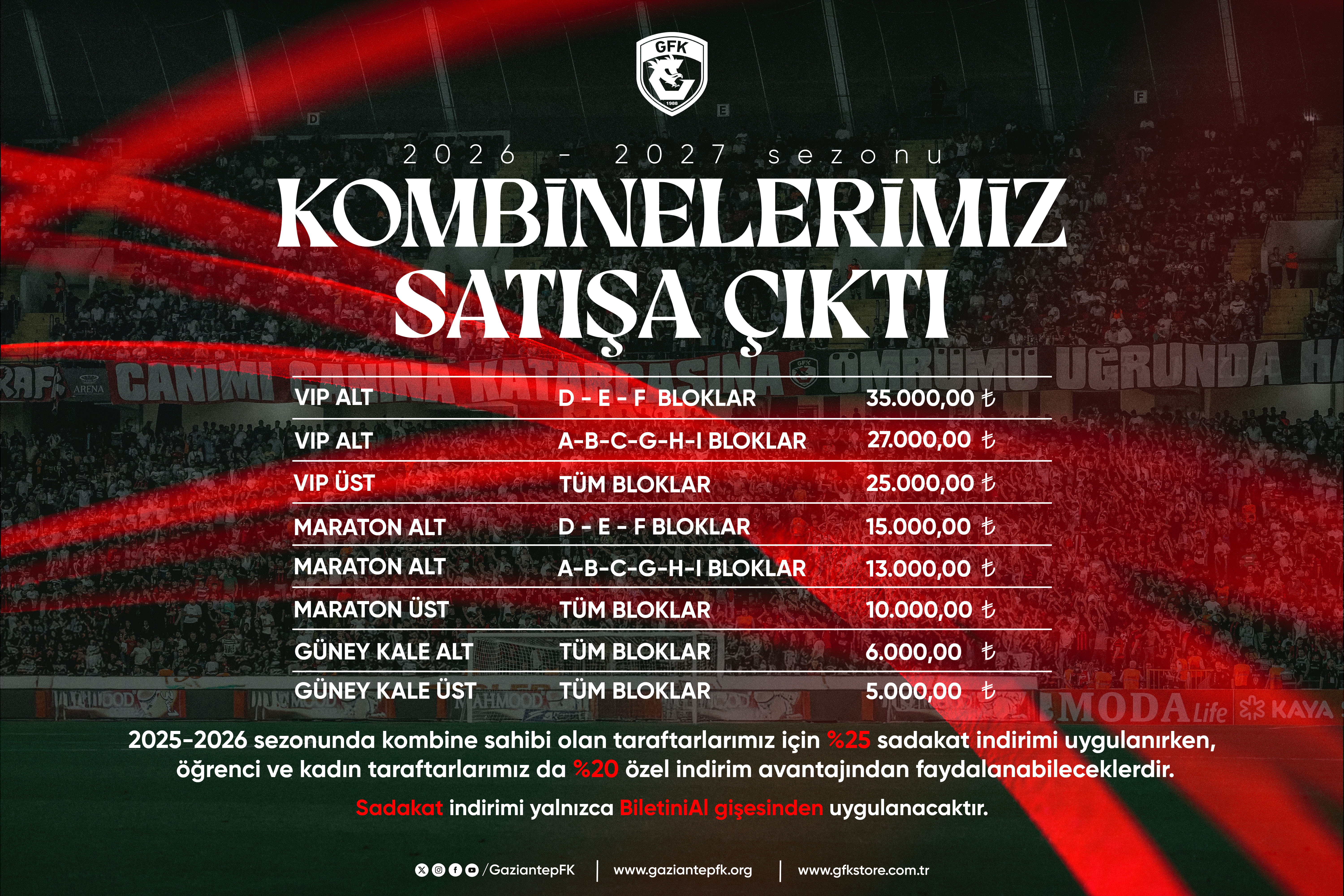 2026-2027 SEZONU KOMBİNE KARTLARI SATIŞA ÇIKTI! - 06 Haz, 2026
