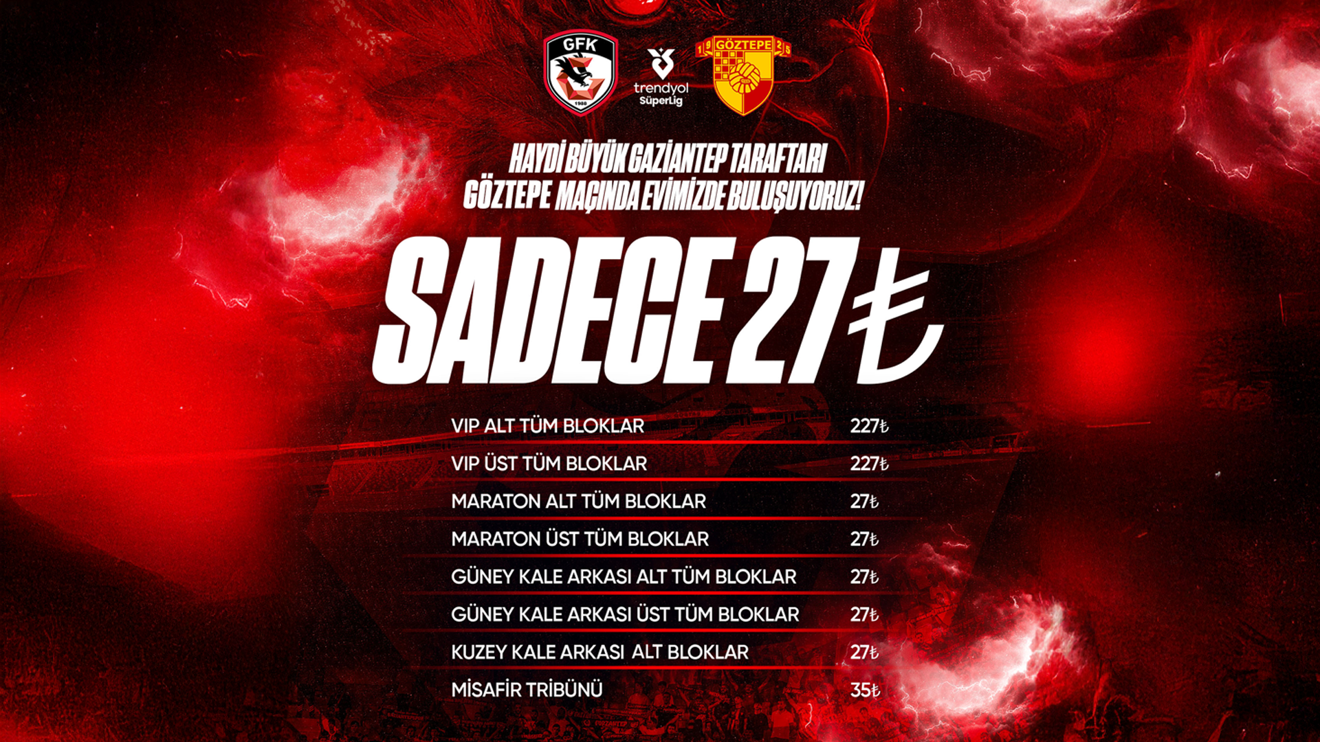 GÖZTEPE MAÇI BİLETLERİ SATIŞTA