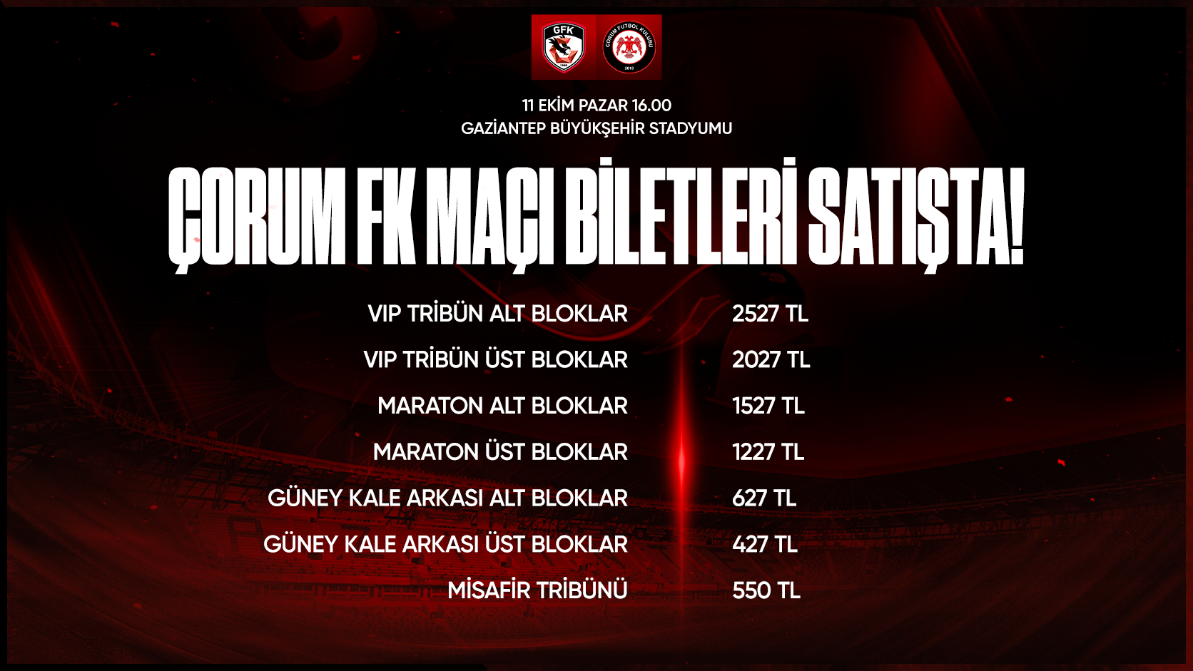 ÇORUM FK MAÇI BİLETLERİ SATIŞTA - 07 Eki, 2026