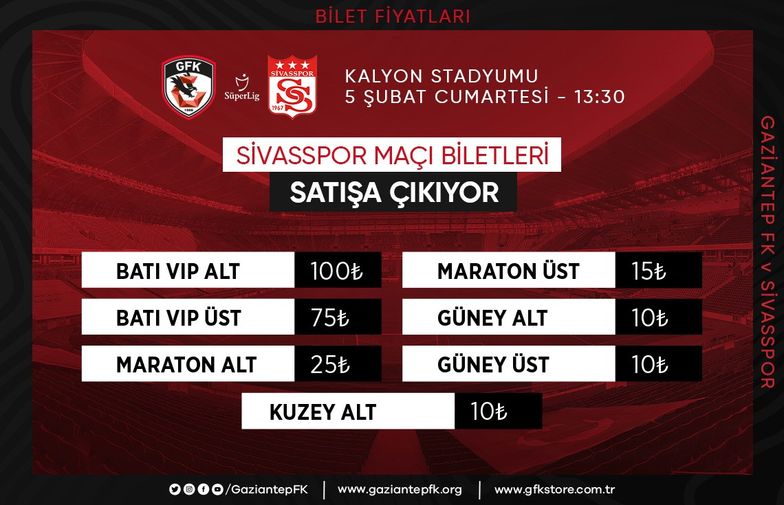 SİVASSPOR MAÇI BİLETLERİ SATIŞTA