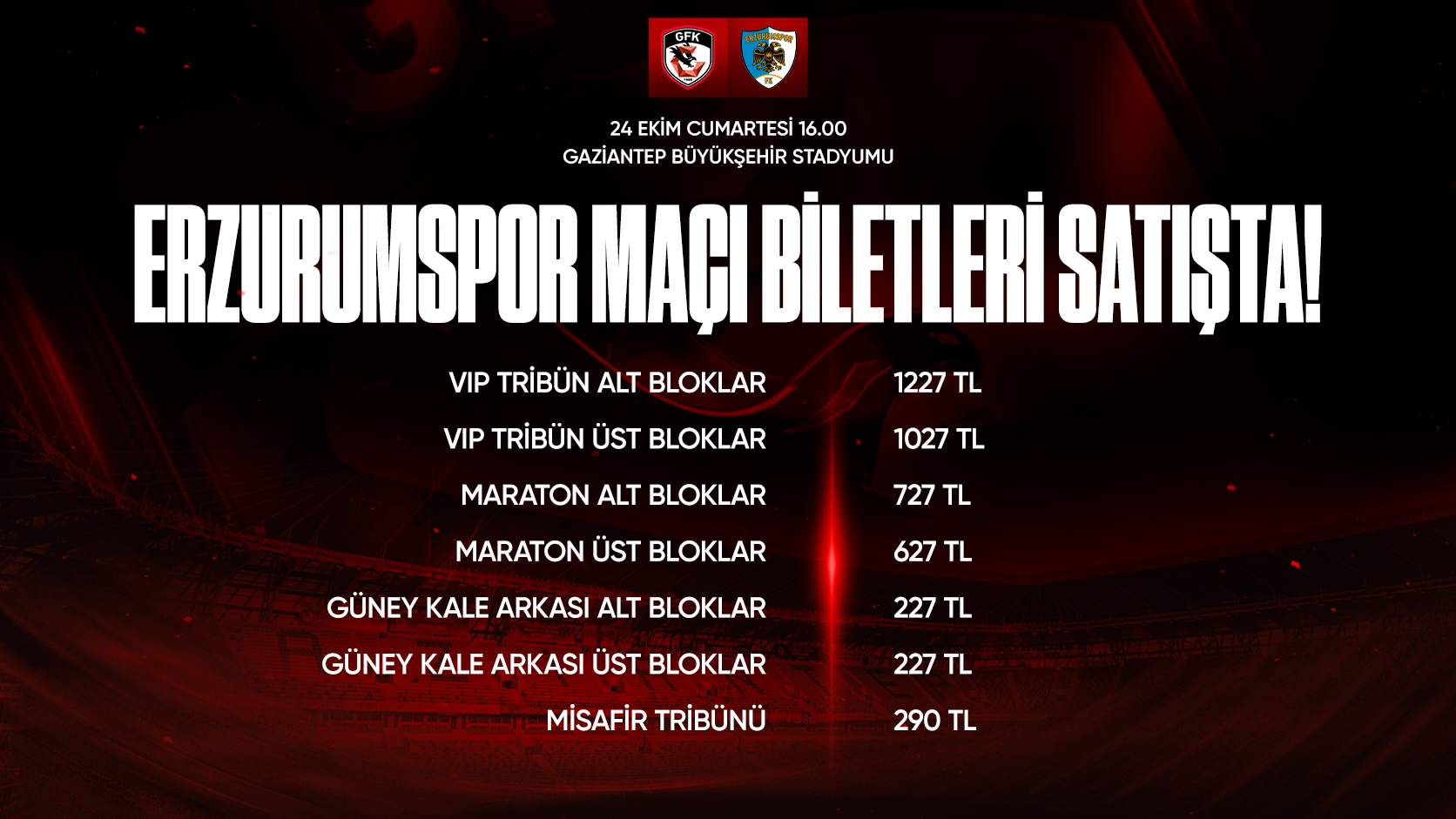 ERZURUMSPOR MAÇI BİLETLERİ SATIŞTA