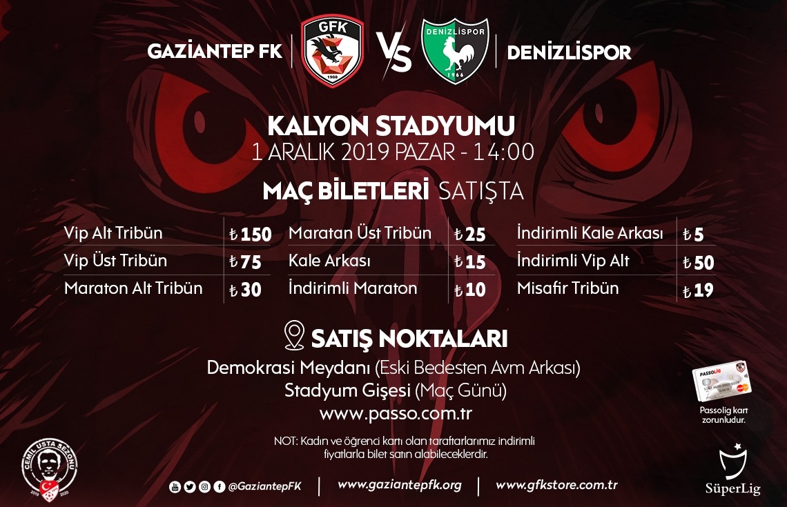 DENİZLİSPOR MAÇI BİLETLERİ SATIŞTA