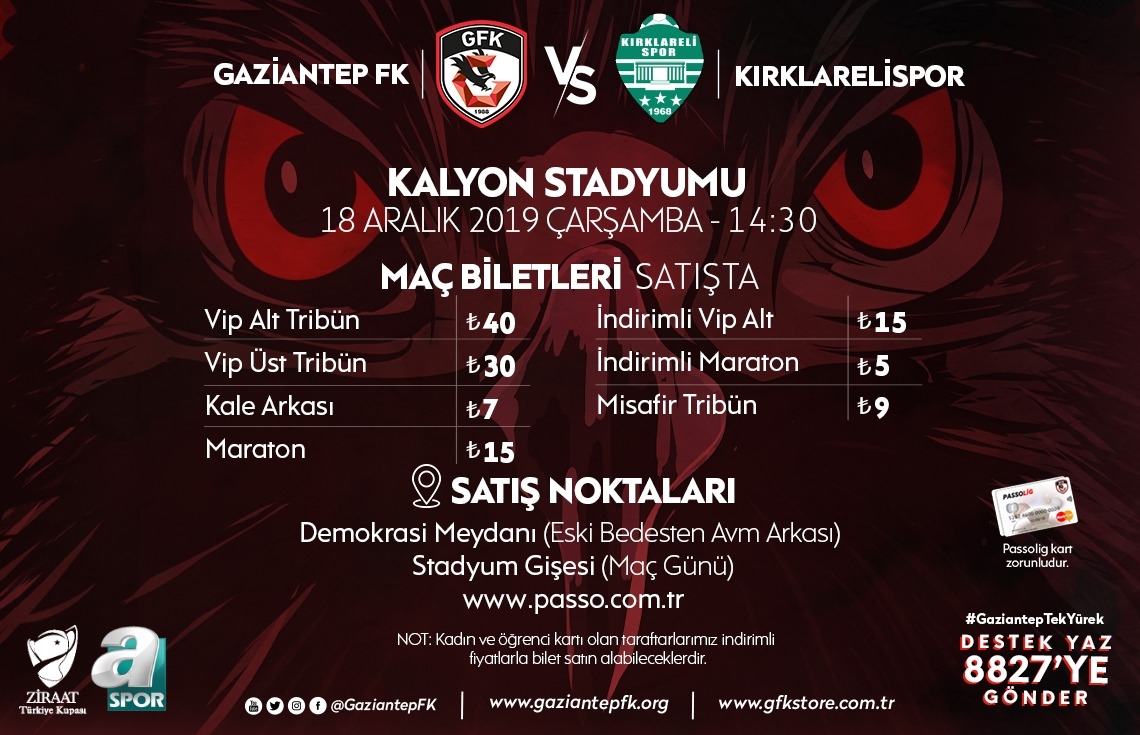 KIRKLARELİSPOR MAÇI BİLETLERİ SATIŞTA