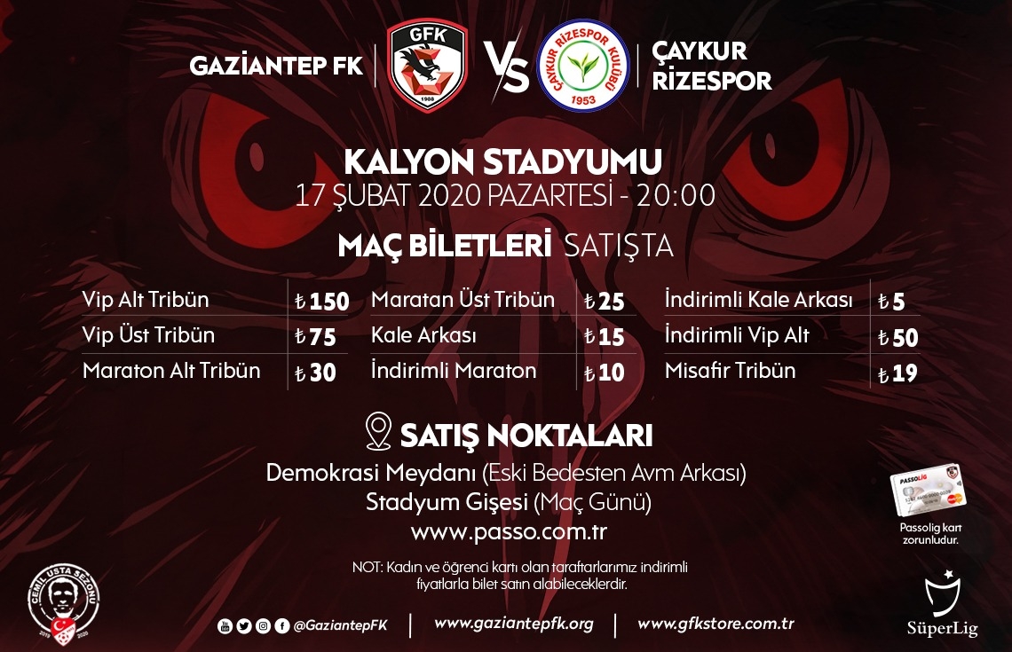 ÇAYKUR RİZESPOR MAÇI BİLET SATIŞLARI SÜRÜYOR