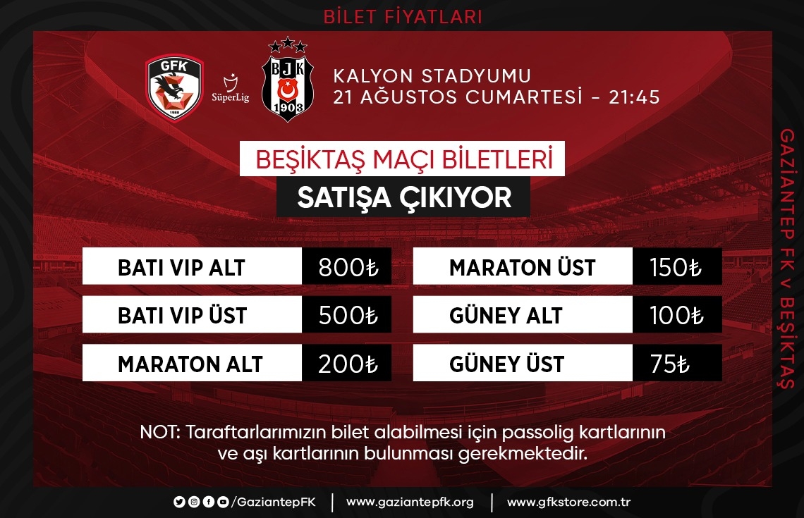 Beşiktaş'tan Gaziantep FK maçı biletlerine Cumhurriyet Bayramı'na özel  fiyat - Tele1