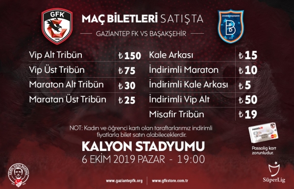 BAŞAKŞEHİR MAÇI BİLETLERİ SATIŞTA