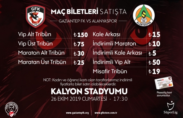 ALANYASPOR MAÇI BİLETLERİ SATIŞTA
