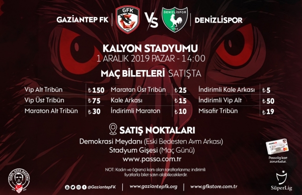 DENİZLİSPOR MAÇI BİLETLERİ SATIŞTA