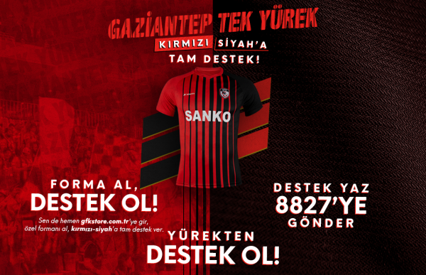 GAZİANTEP TEK YÜREK, KIRMIZI-SİYAHA TAM DESTEK!