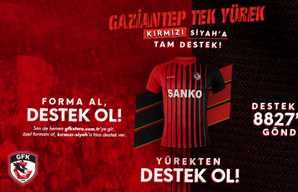 GAZİANTEP TEK YÜREK, KIRMIZI-SİYAHA TAM DESTEK!