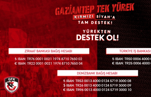 GAZİANTEP TEK YÜREK, KIRMIZI-SİYAHA TAM DESTEK!